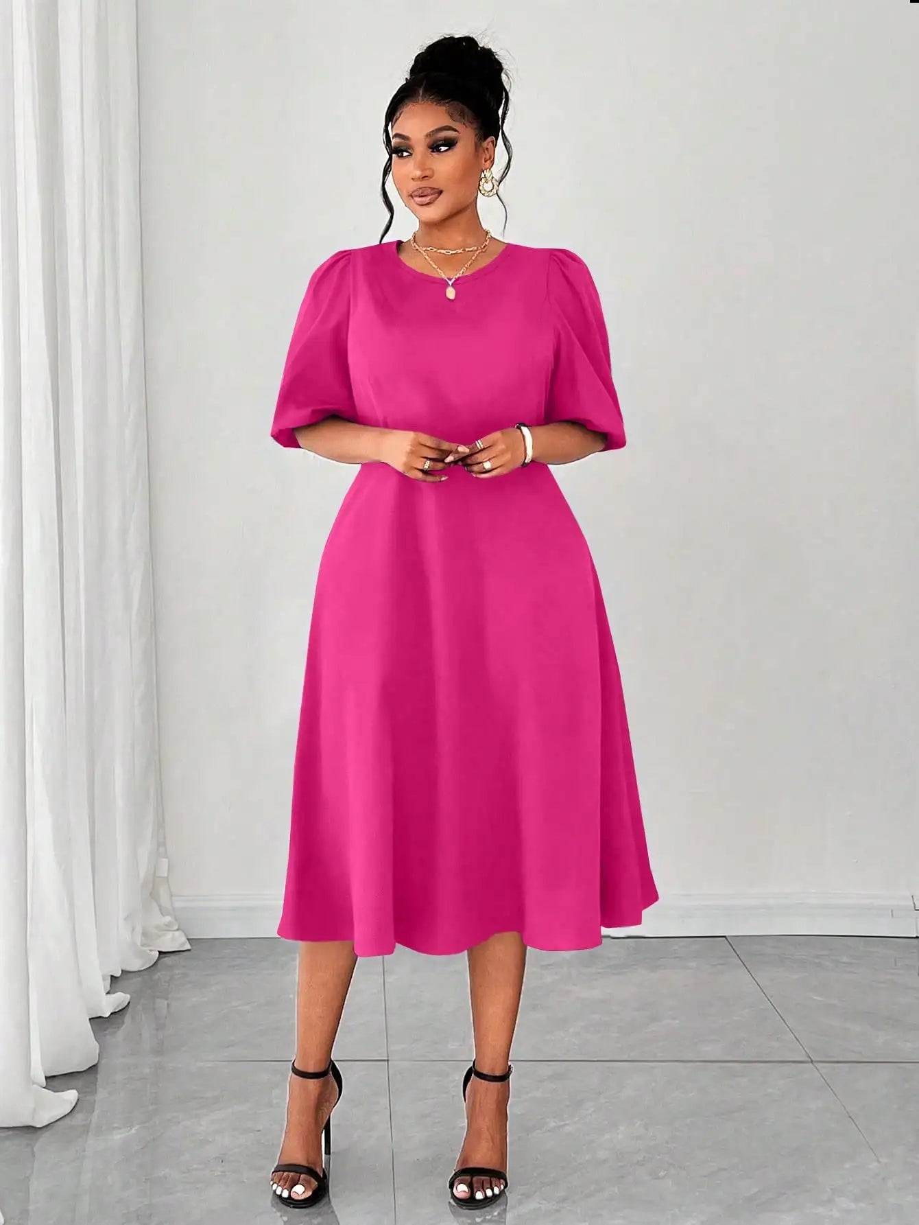 Puff Sleeve Midi Dress