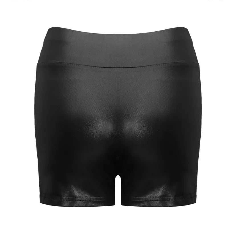 Women's Shorts Shiny Elastic High Waist