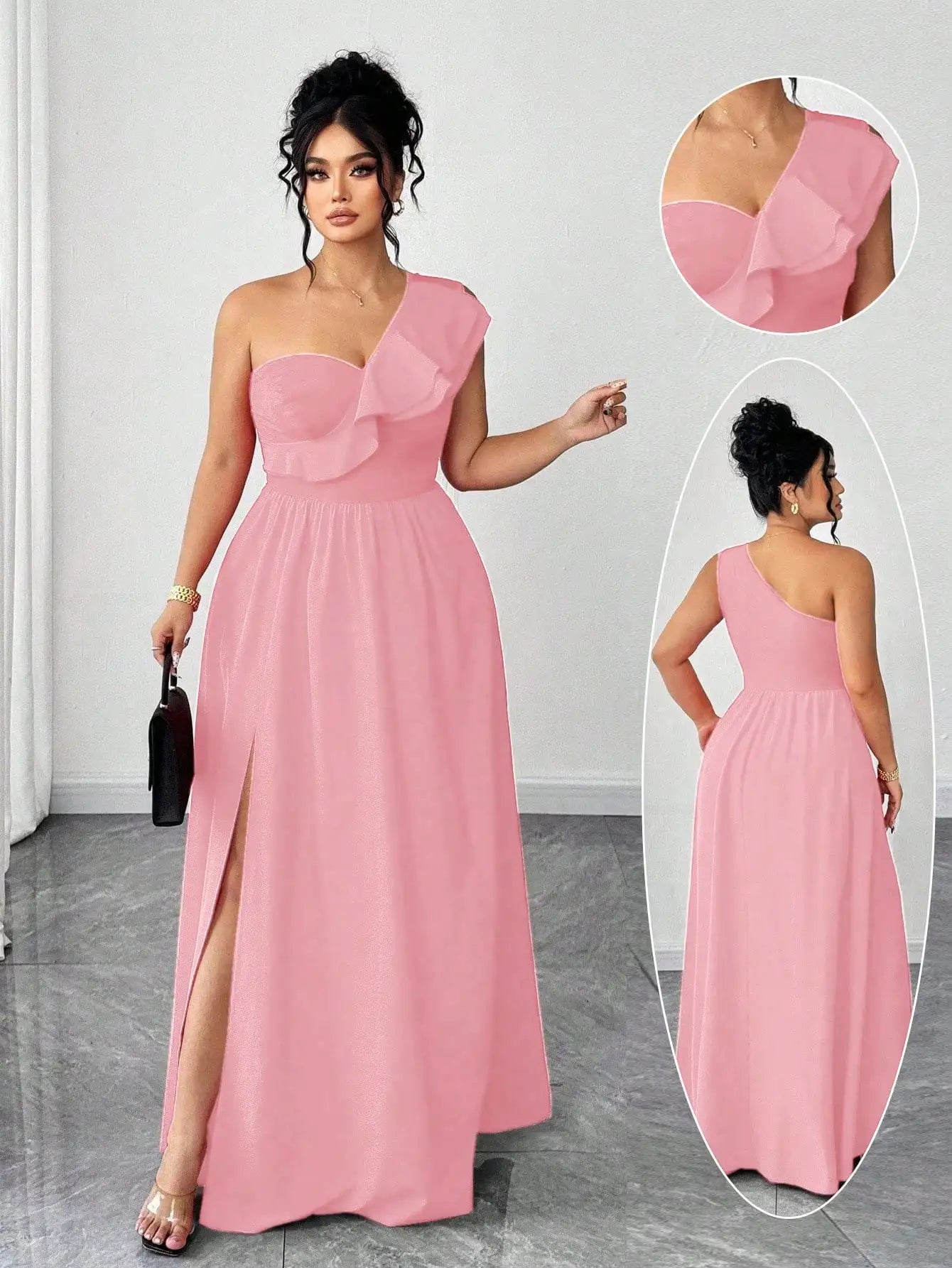One-Shoulder Ruffle Maxi Dress