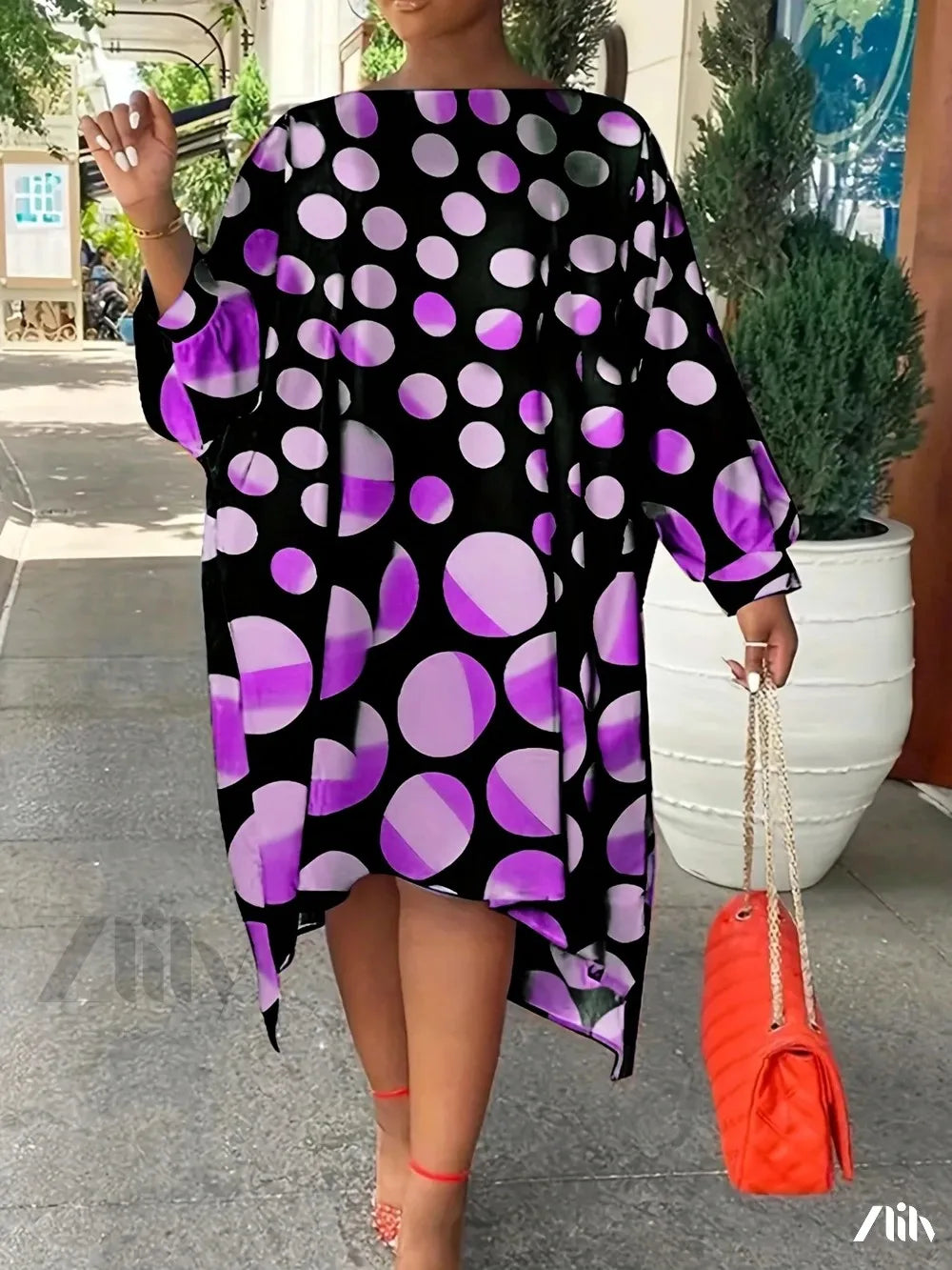 Fashionable casual plus size dress short in front and long in back, loose fit design for all seasons
