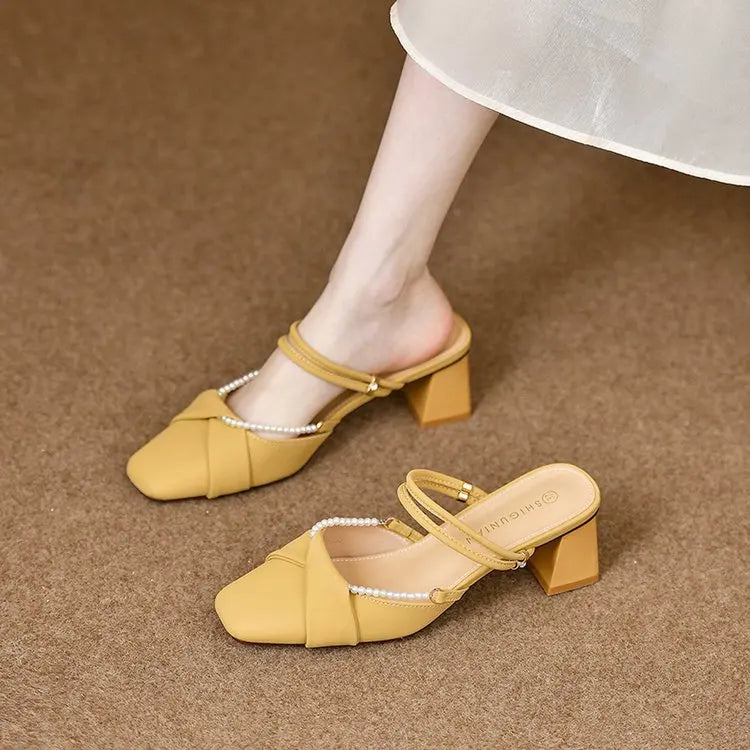 Stunning open-toe slip-on women's exquisite shoes