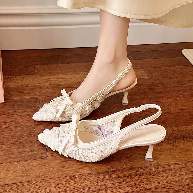 Fashionable Mesh Elegant Banquet High-heeled Sandals