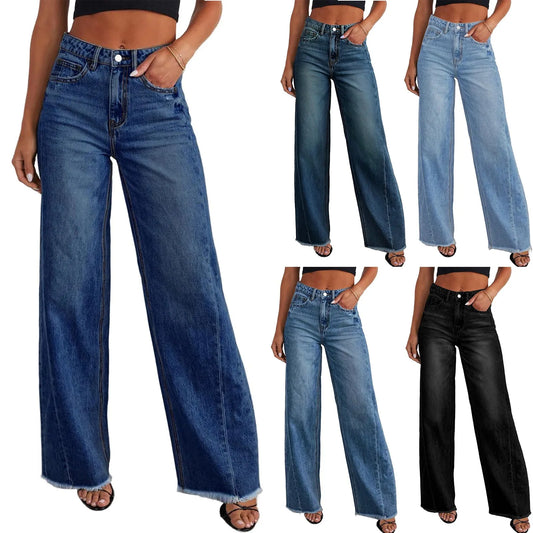 Retro High Waist Straight Leg Jeans