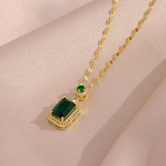Green Zircon Crystal Pendant