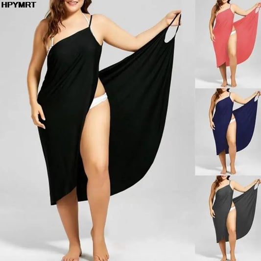 Ladies Halter Dress Solid Color Cross Sleeveless