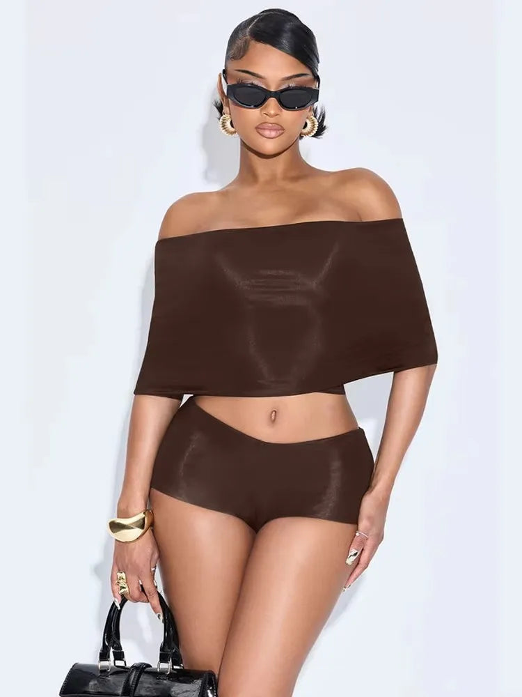 2 Piece Set Women Simple Trend Slash