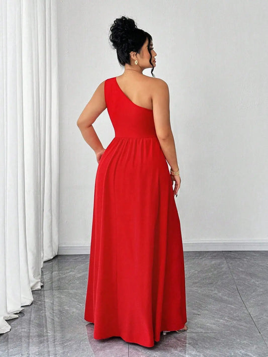 One-Shoulder Ruffle Maxi Dress