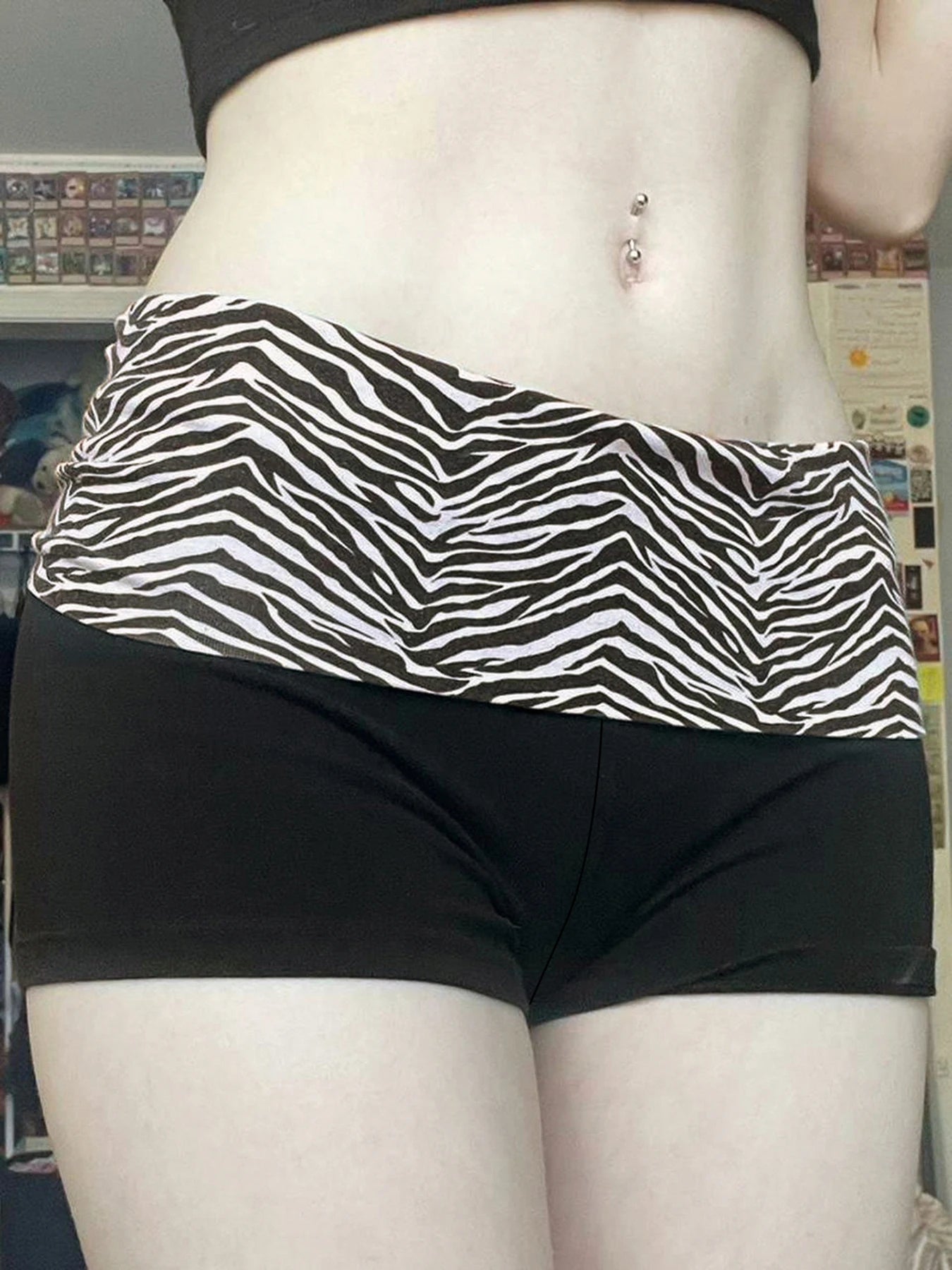 SUCHCUTE Casual Zebra Print Elastic Shorts