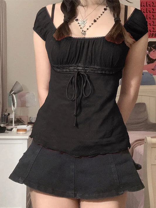 Sweet Lace Women Off Shoulder Tops