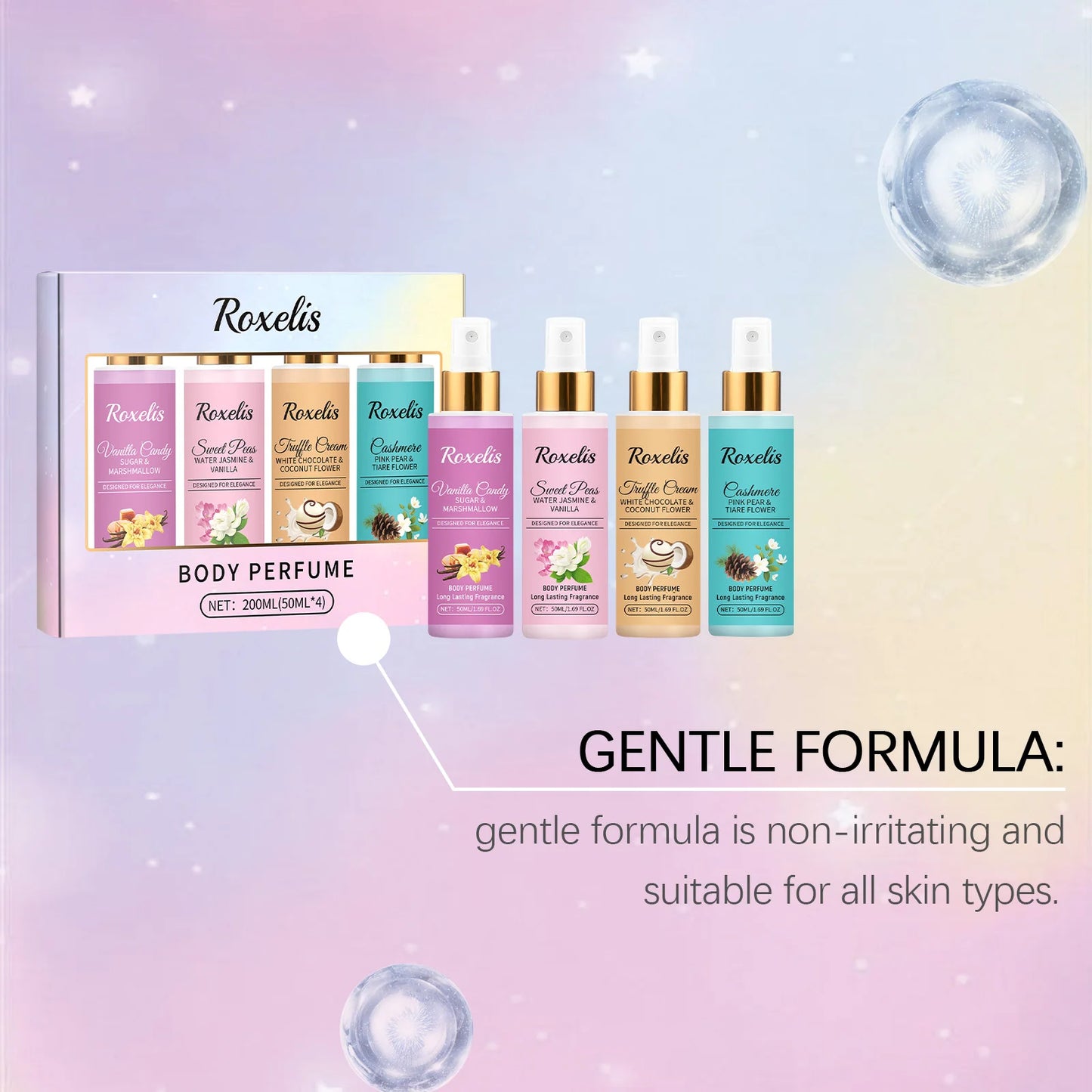 Roxelis 1set Body Fragrance Perfume Spray Set