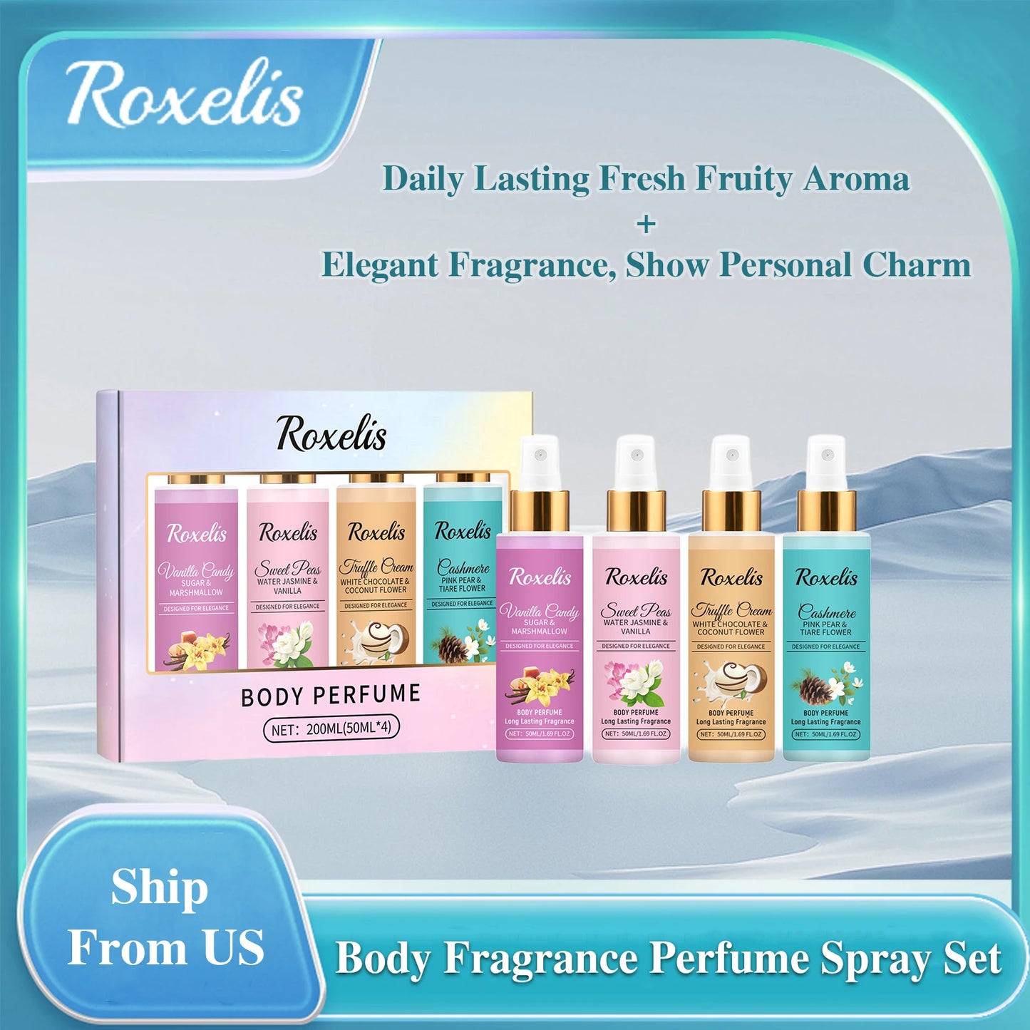Roxelis 1set Body Fragrance Perfume Spray Set