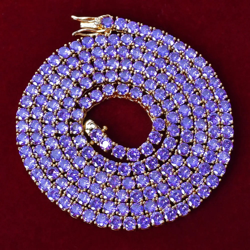 Aokaishen Purple Tennis Chain Necklace