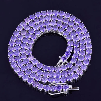 Aokaishen Purple Tennis Chain Necklace