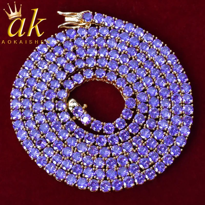 Aokaishen Purple Tennis Chain Necklace