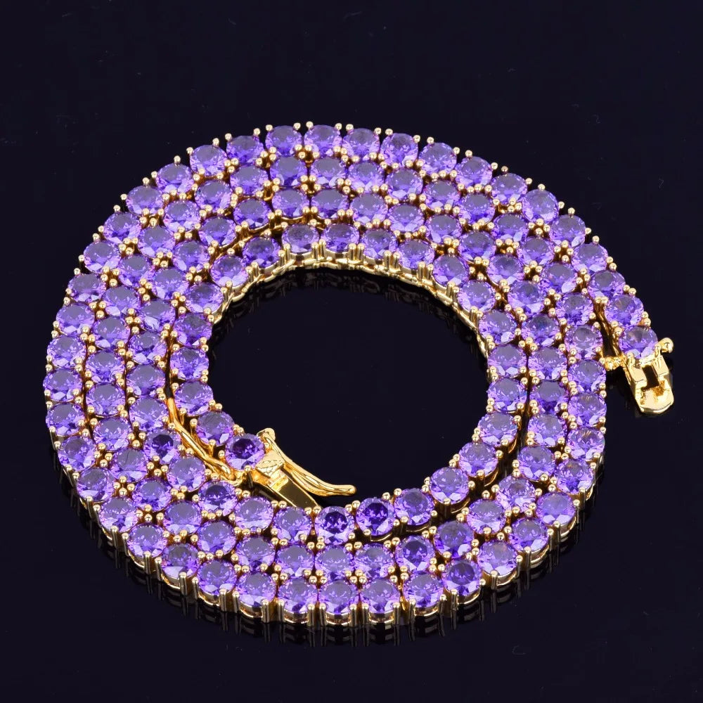 Aokaishen Purple Tennis Chain Necklace