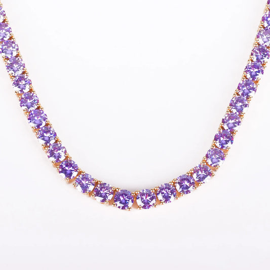 Aokaishen Purple Tennis Chain Necklace