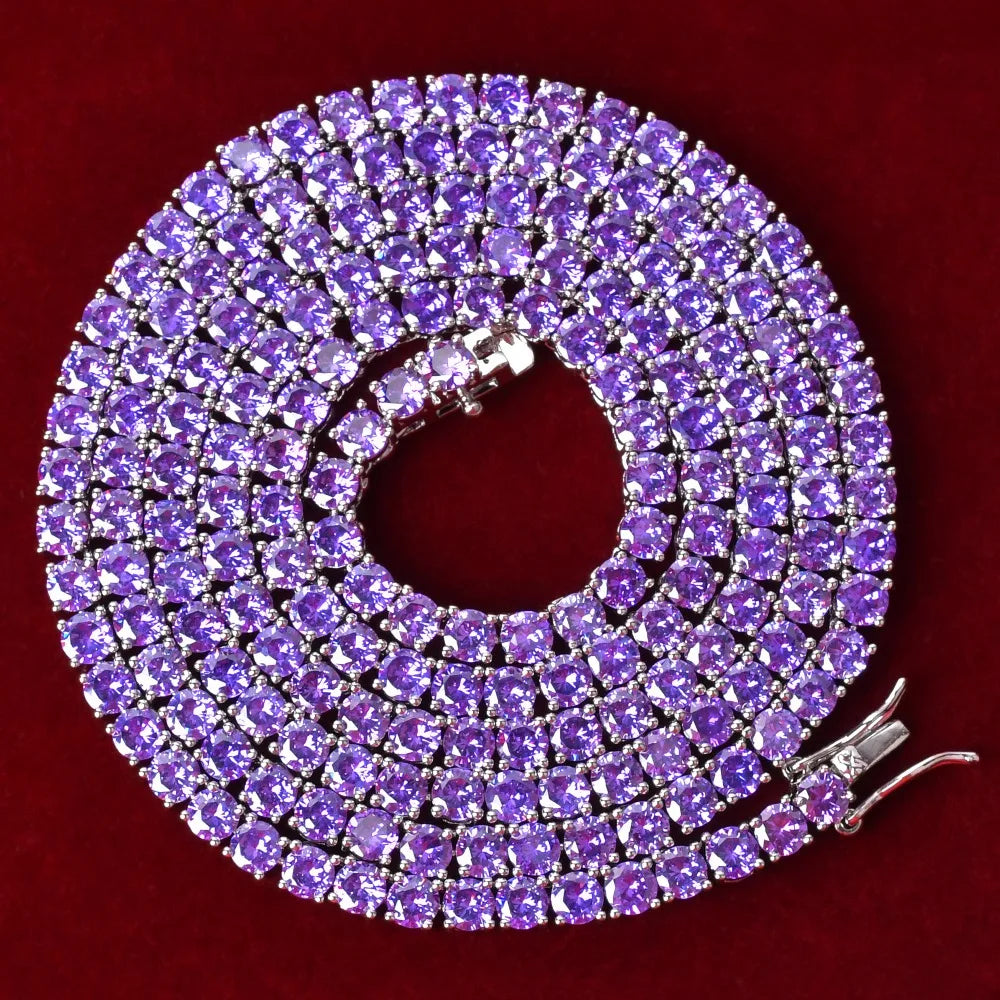 Aokaishen Purple Tennis Chain Necklace