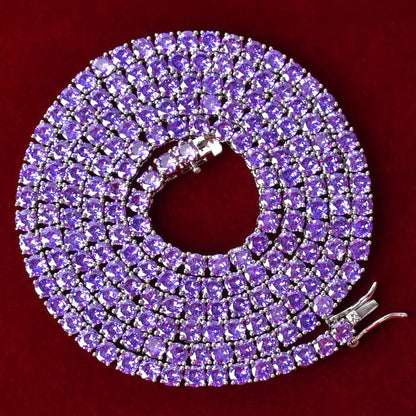 Aokaishen Purple Tennis Chain Necklace