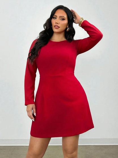 Plus Size Backless Mini Dress with Bow