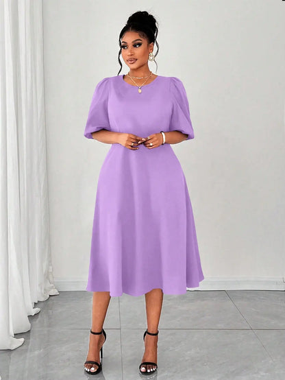 Puff Sleeve Midi Dress