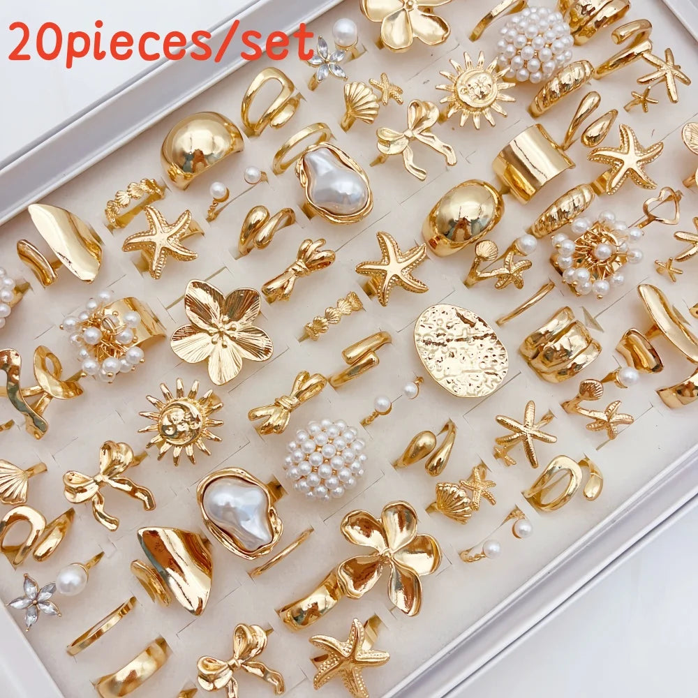 Elegant Flowers Geometric  Rings