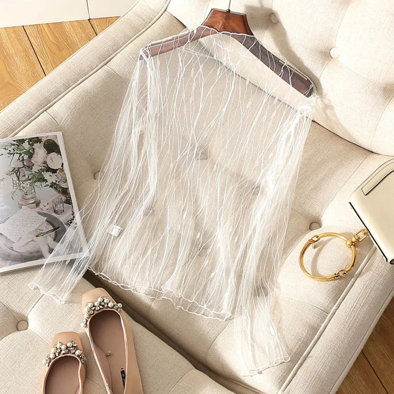 Lace Sheer  T-Shirt Fashion Mesh