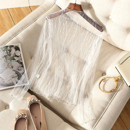 Lace Sheer  T-Shirt Fashion Mesh