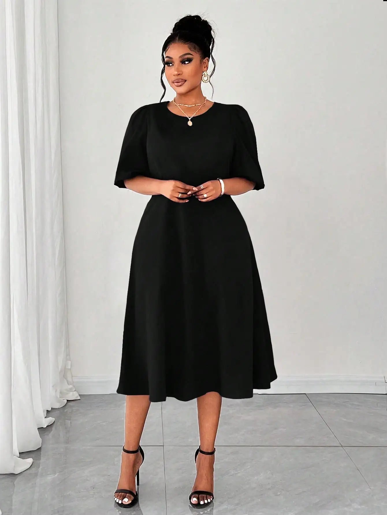 Puff Sleeve Midi Dress