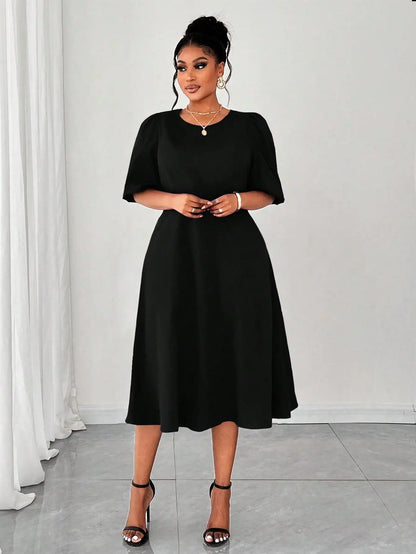 Puff Sleeve Midi Dress