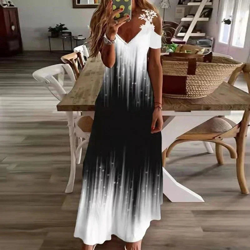 Printed White Lace Sleeveless Suspender Dress