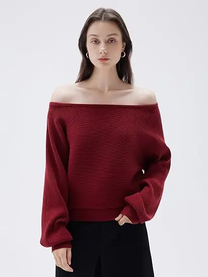 Cashmere Oversized Off Shoulder Pullover Sweaters