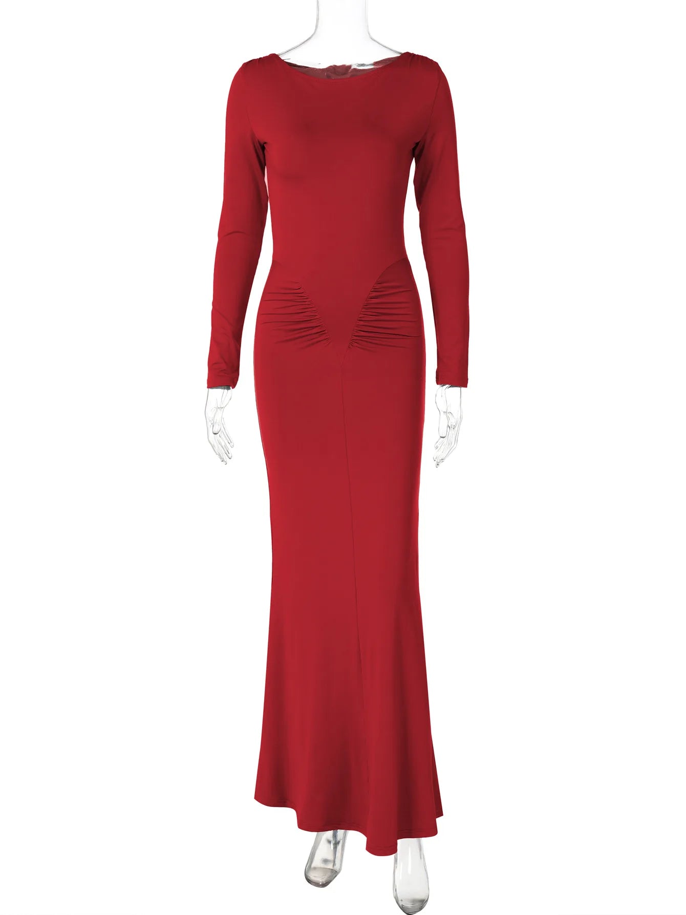 Long Sleeve Draped Sexy Bodycon Maxi Dress