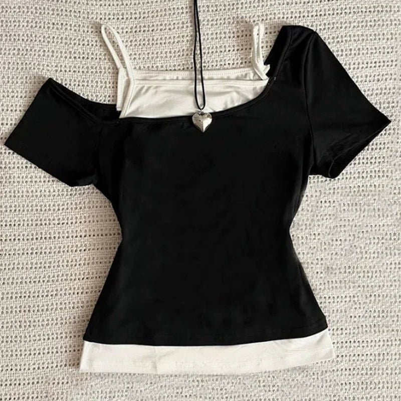 Fake Two Pieces Short Sleeved T-shirt