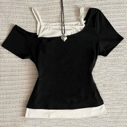 Fake Two Pieces Short Sleeved T-shirt