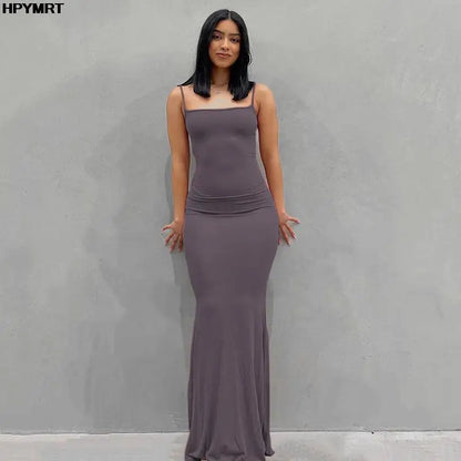 Satin Slip Sleeveless Backless Slim Maxi Dress