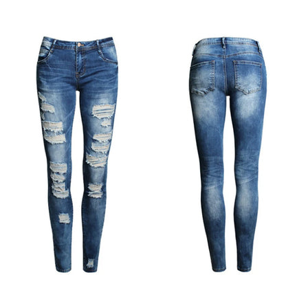 Women Jeans Blue Slim Ripped Jeans