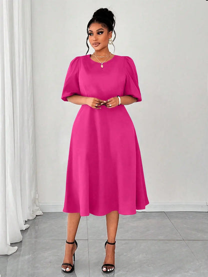Puff Sleeve Midi Dress