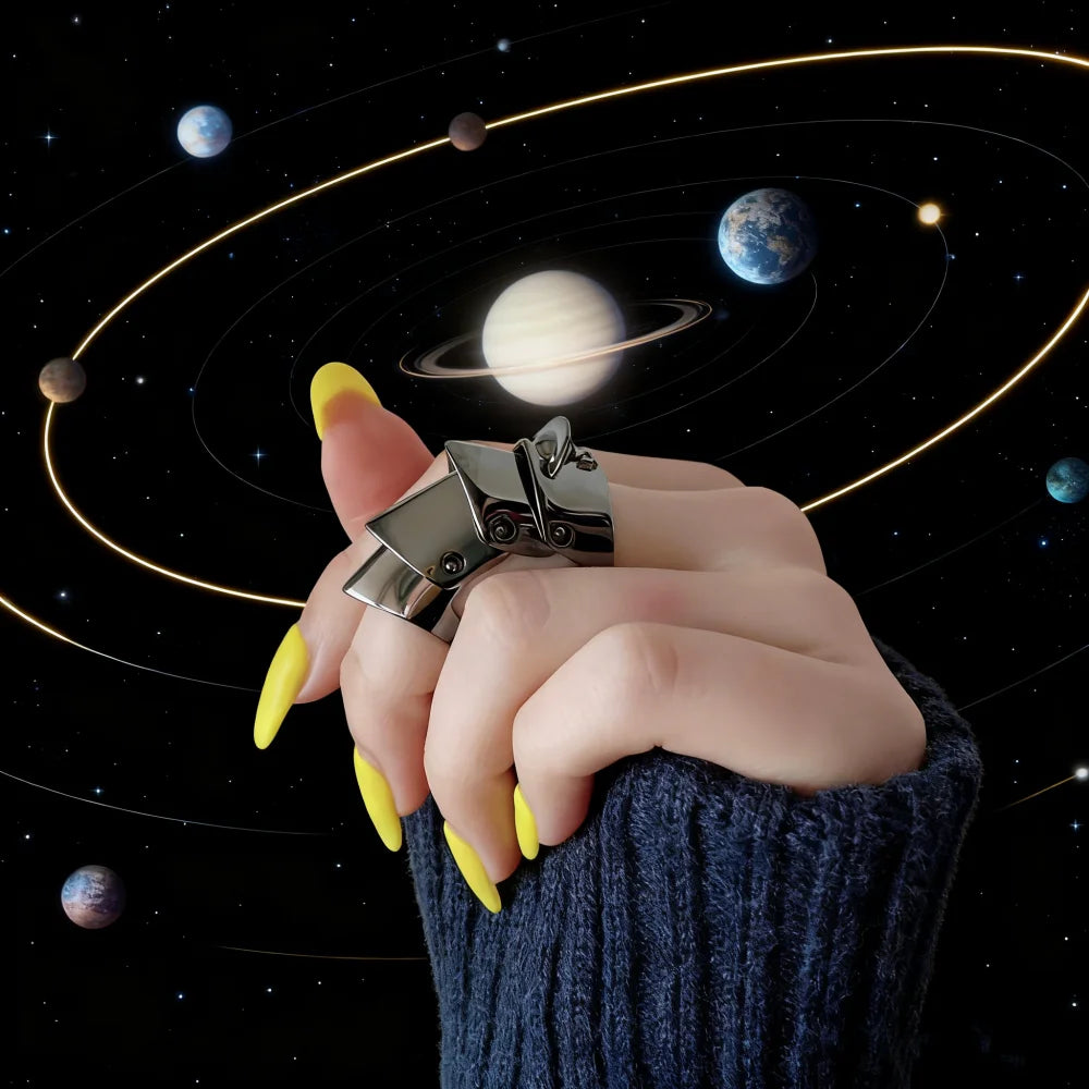 Silver ARMOUR Four Section Saturn Ring