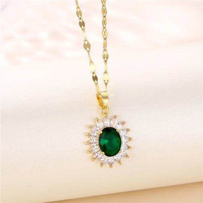 Green Zircon Crystal Pendant