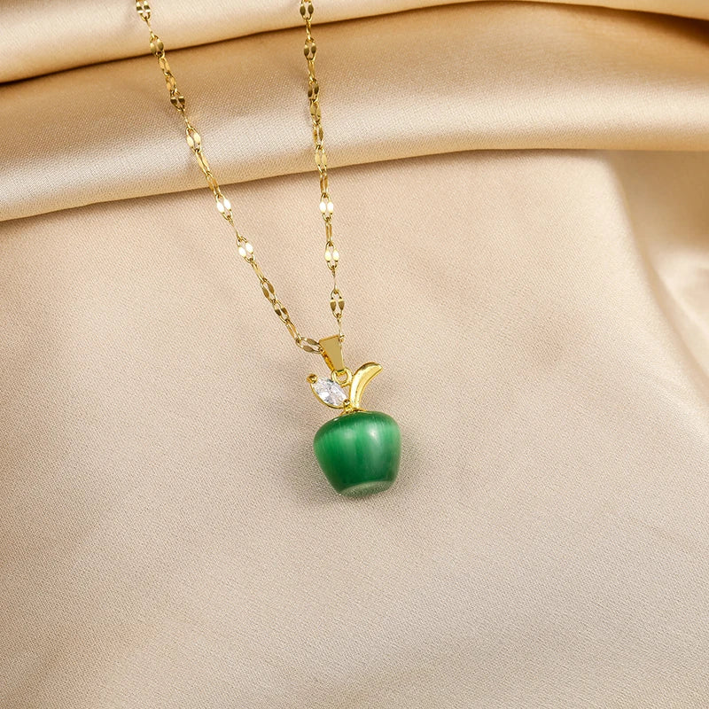 Green Zircon Crystal Pendant