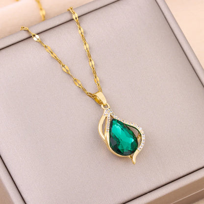 Green Zircon Crystal Pendant