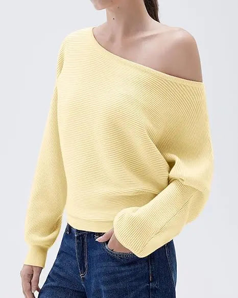 Cashmere Oversized Off Shoulder Pullover Sweaters