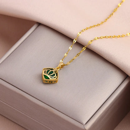 Green Zircon Crystal Pendant