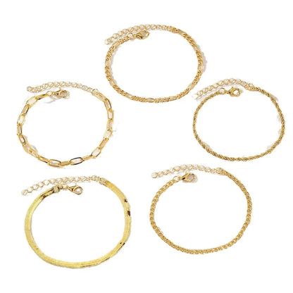 5-piece minimalist metal chain bracelet