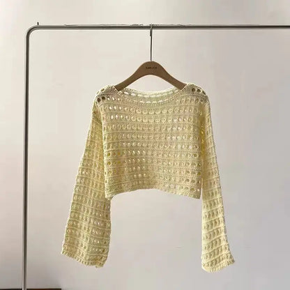 Long Sleeve Crochet Knit Top