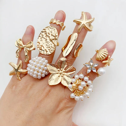 Elegant Flowers Geometric  Rings