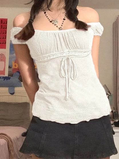 Sweet Lace Women Off Shoulder Tops