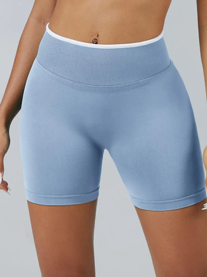 Seamless Color Lock Yoga Shorts, High Waist