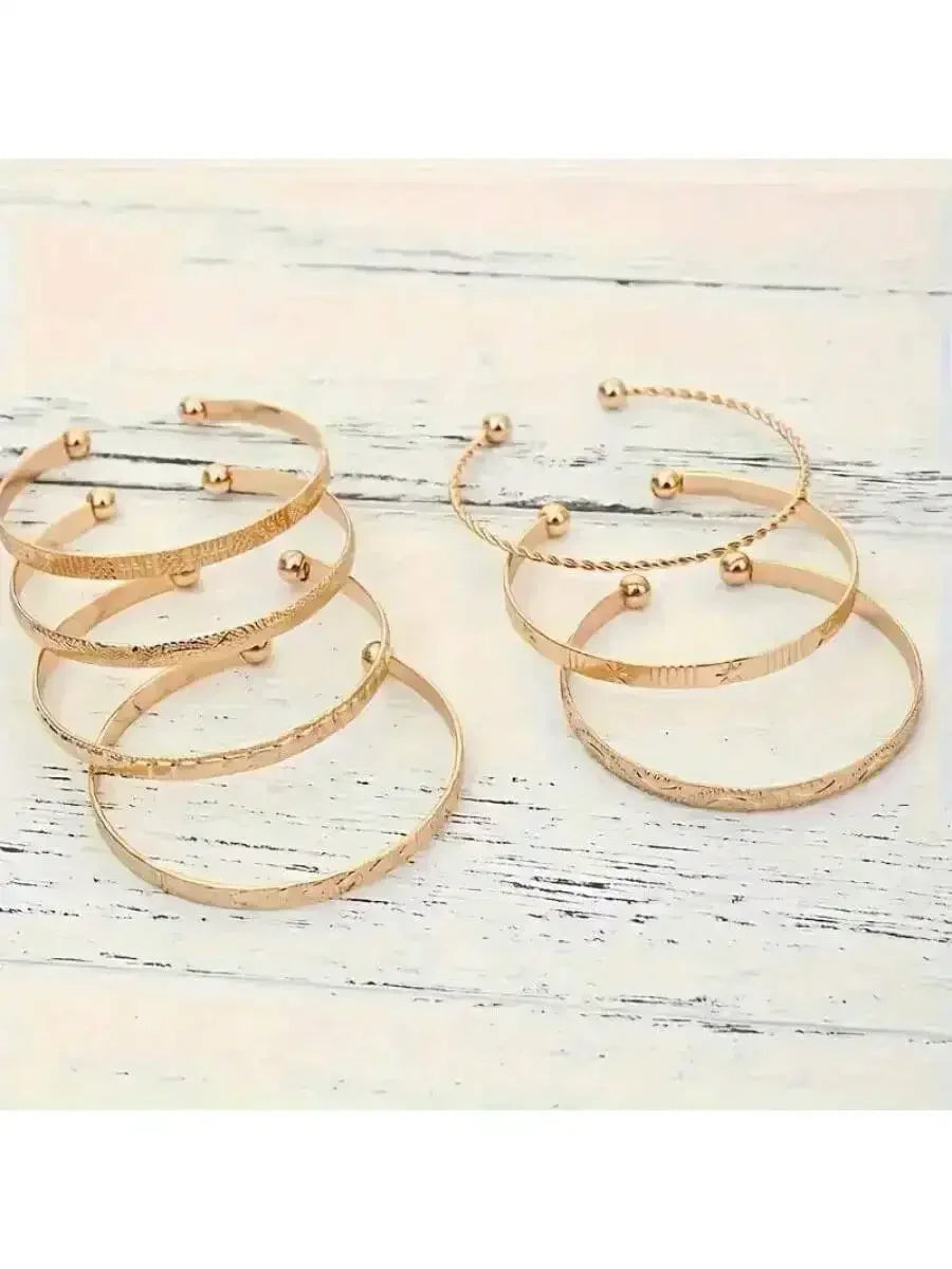 7-piece Metal Bead Decorative Bracelet