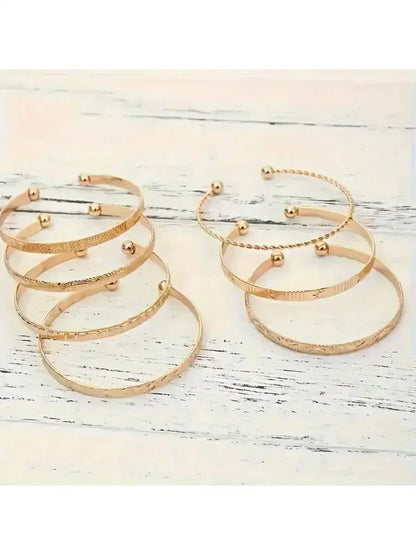 7-piece Metal Bead Decorative Bracelet